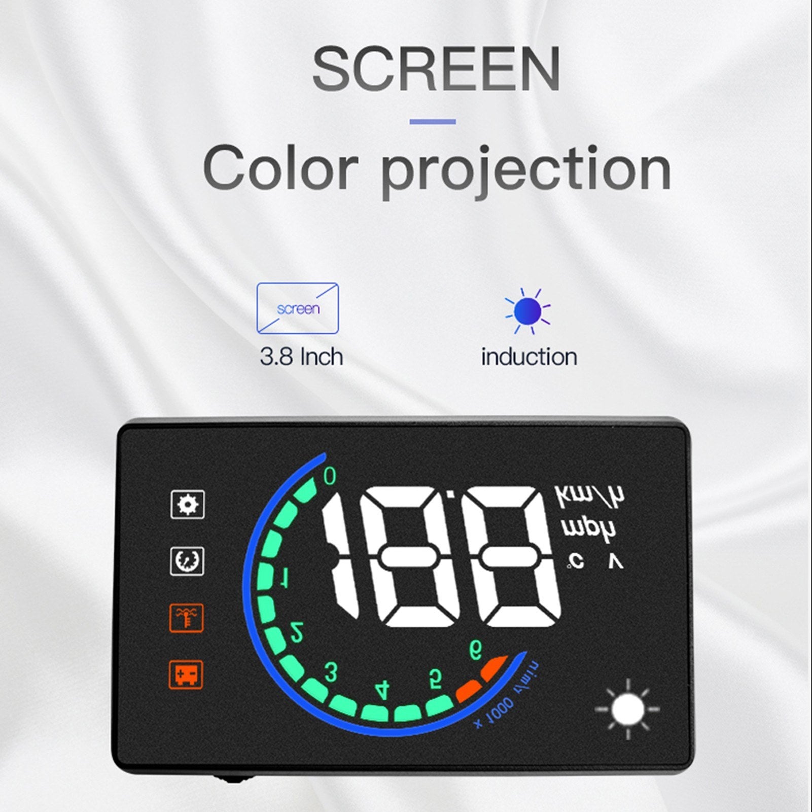 Car Hud Display OBDⅡ Head Up with Speed Overspeed Warning Mileage Measurement Water Temperature