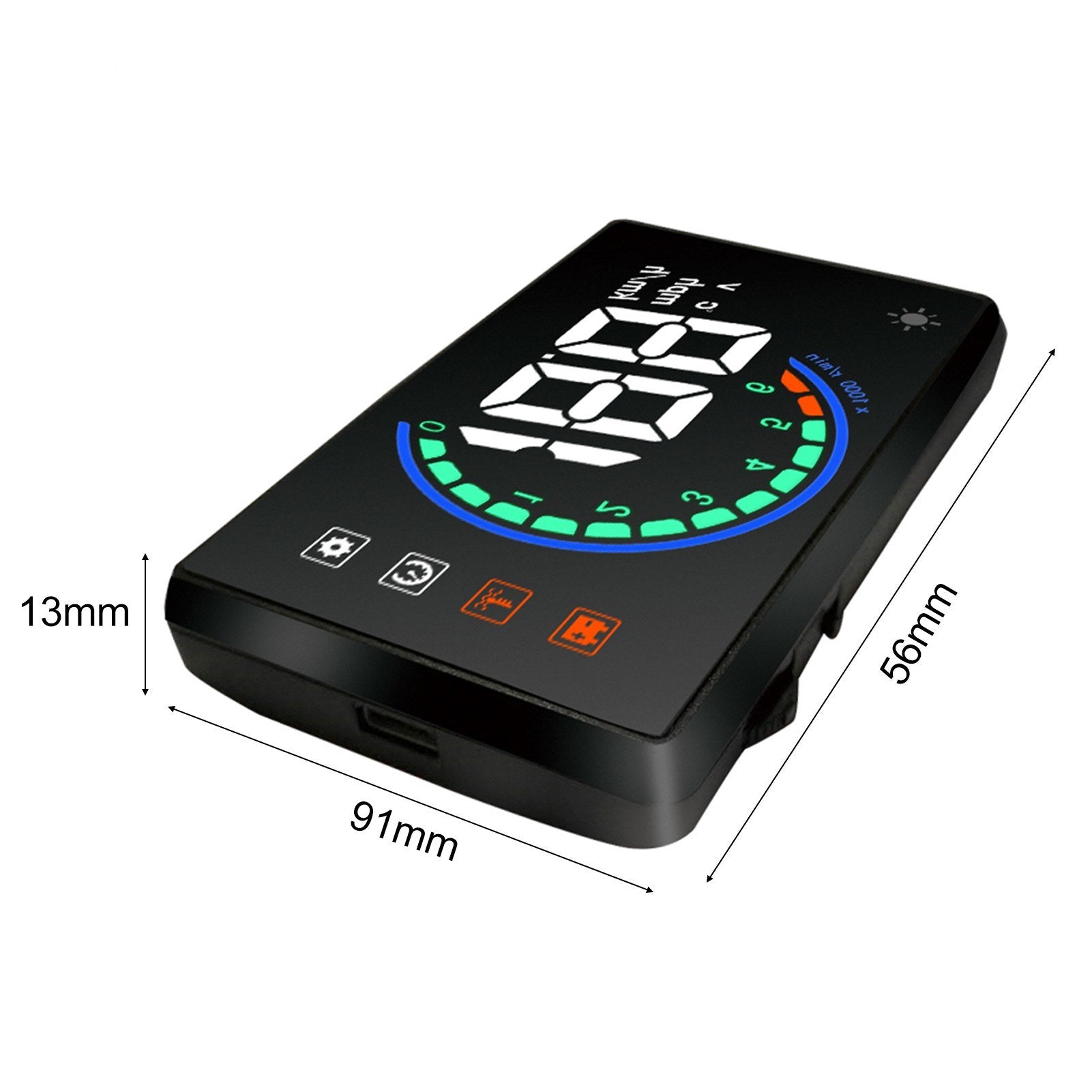 Car Hud Display OBDⅡ Head Up with Speed Overspeed Warning Mileage Measurement Water Temperature