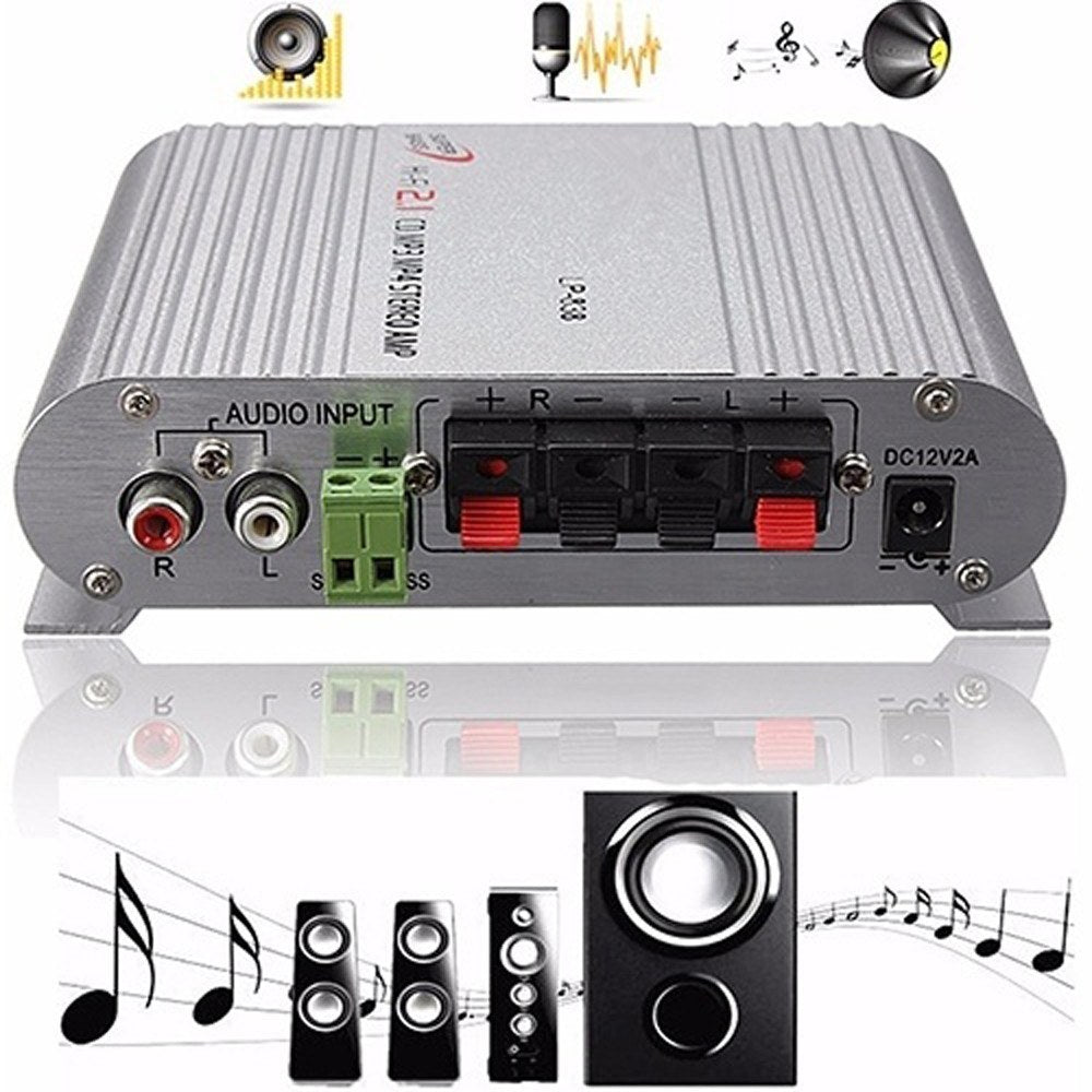 Mini Car 3 Channel Speaker Amplifier Stereo Mega Bass Connect with Phone PC DVD Player MP3 MP4