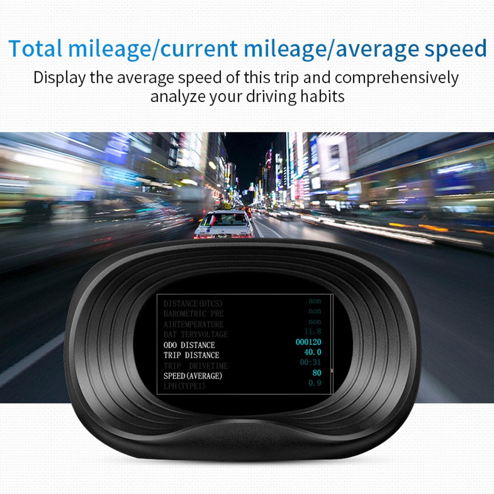 Car HUD Display, OBD+GPS Dual System Head Up Display High Definition Speedometer Diagnostic Tool