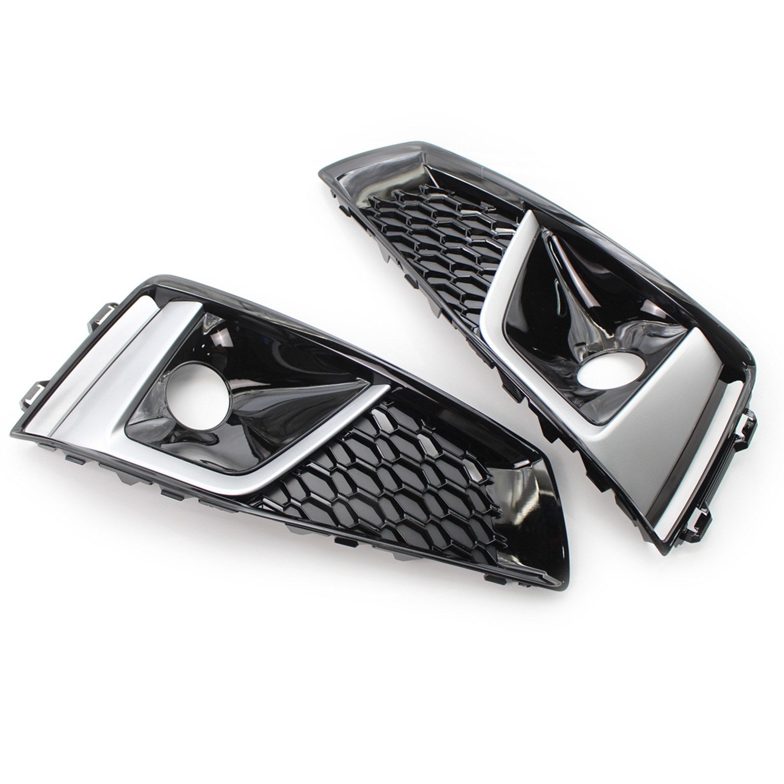 2pcs Front Bumper Fog light Grill Fog Lamp Frames Replacement For Audi A4L 2018-2020
