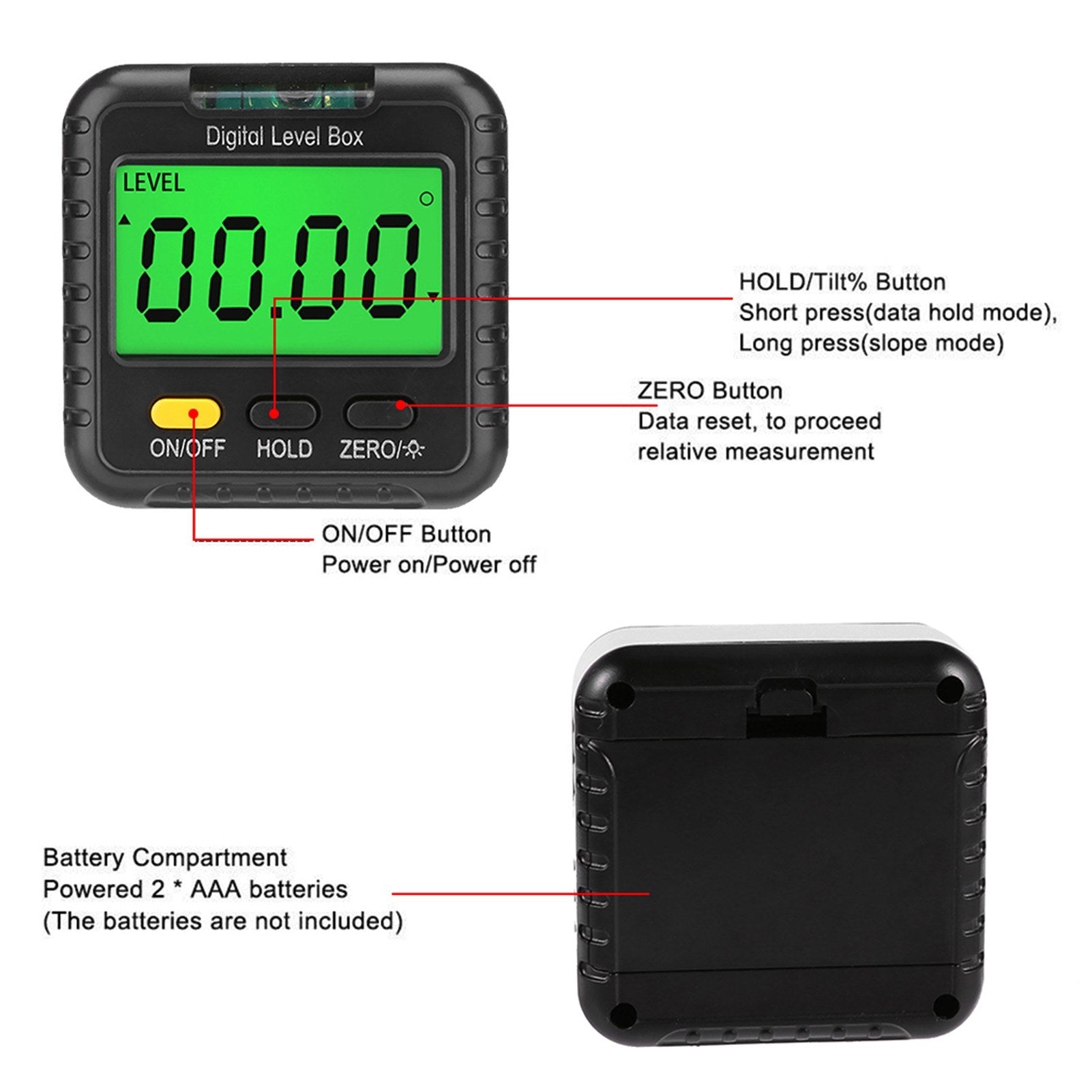 Digital Angle Finder Gauge 360 Degree Mini Protractor Inclinometer