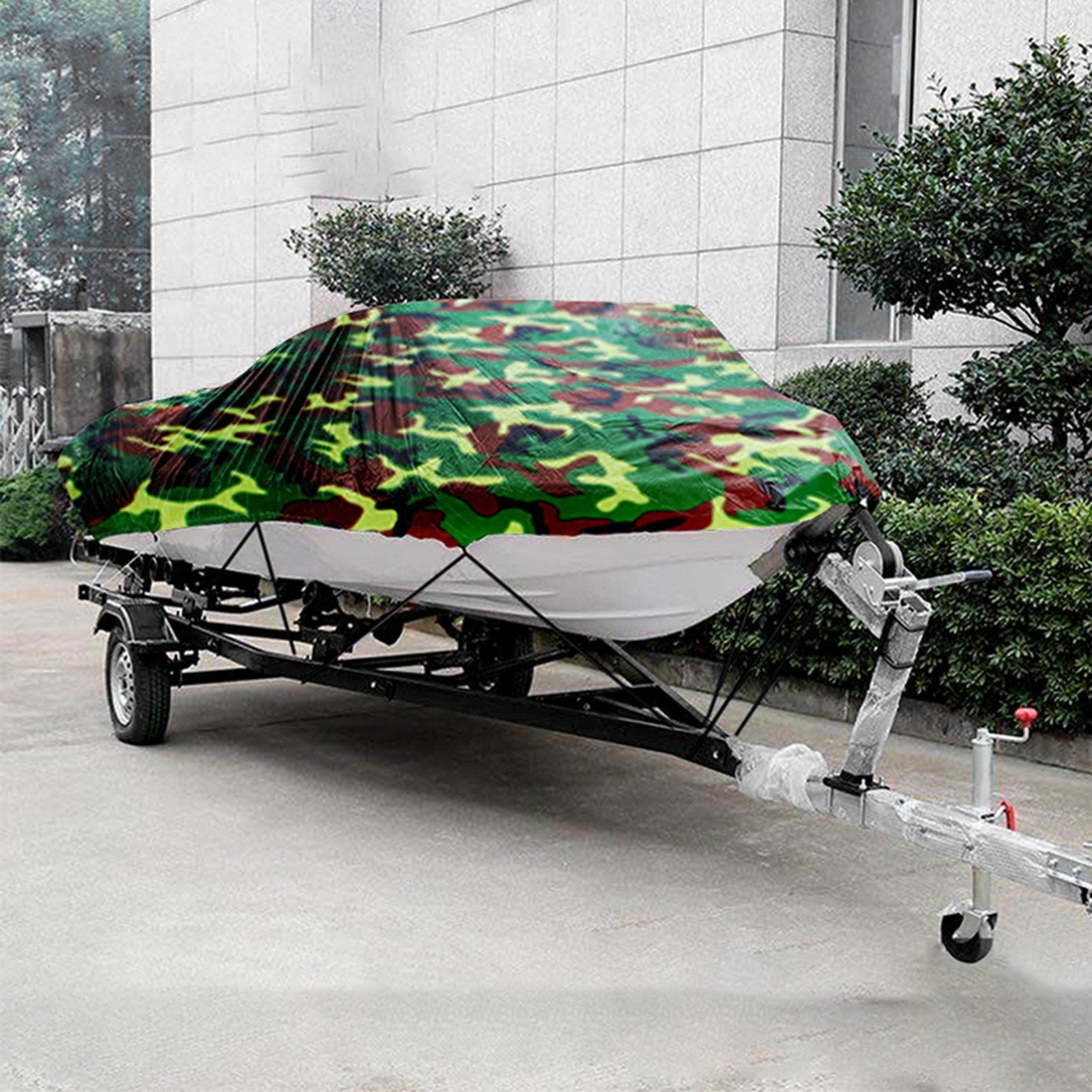 Boat Cover All-weather Protection Full Covers with Adjustable Strip and Buckle Camouflage Style