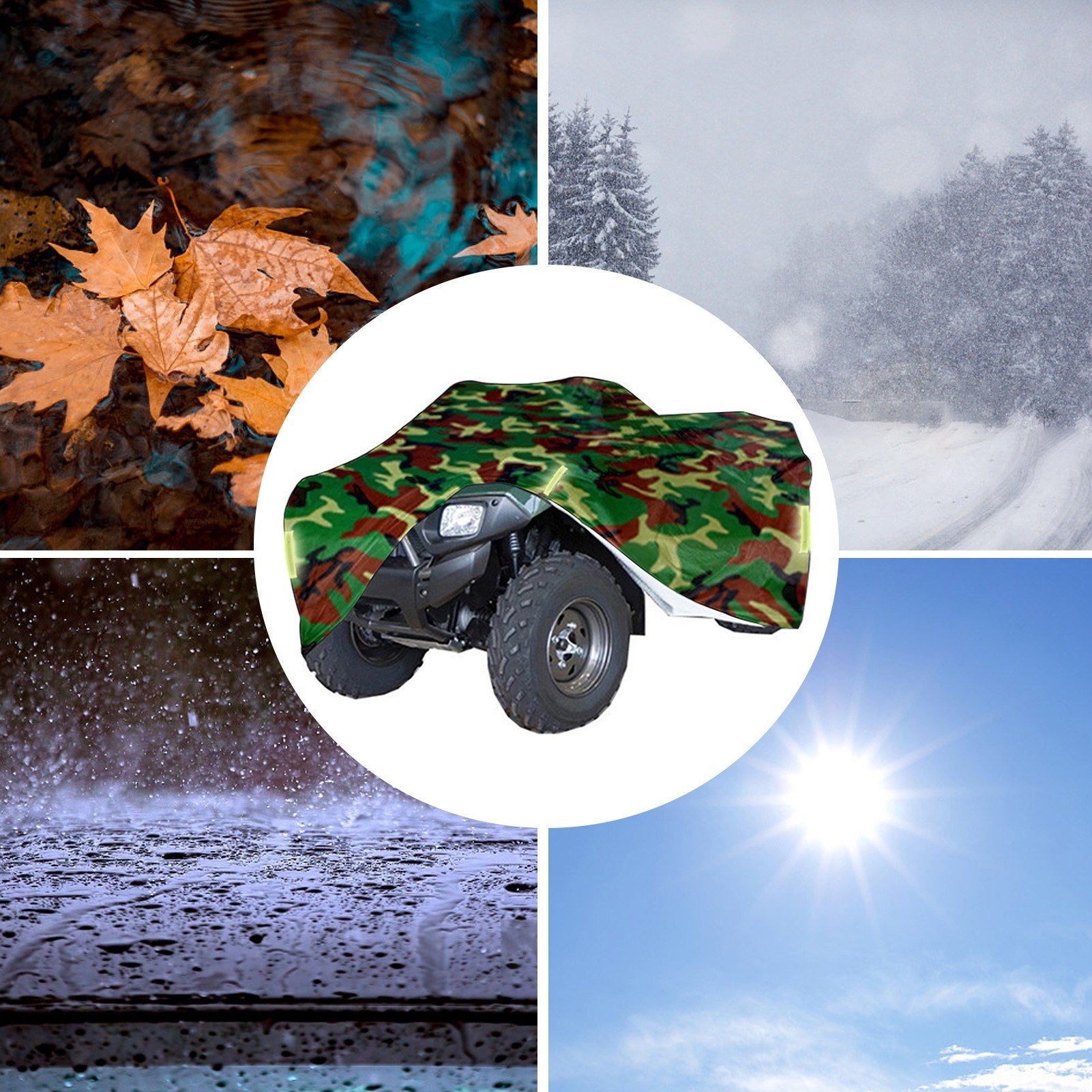 Universal Heavy Duty ATV ATC Cover 190T Rain Waterproof Dustproof Anti-UV Ripstop Beach Camouflage Vehicle Outdoor Protection