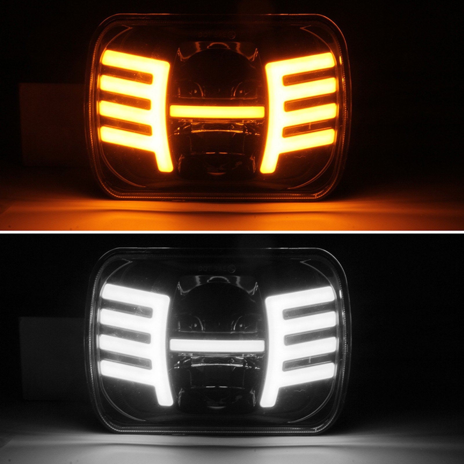 LED Rectangular Headlight Projector Replacement Hi/Lo DRL Headlamp Bulb for Wrangler 1pc