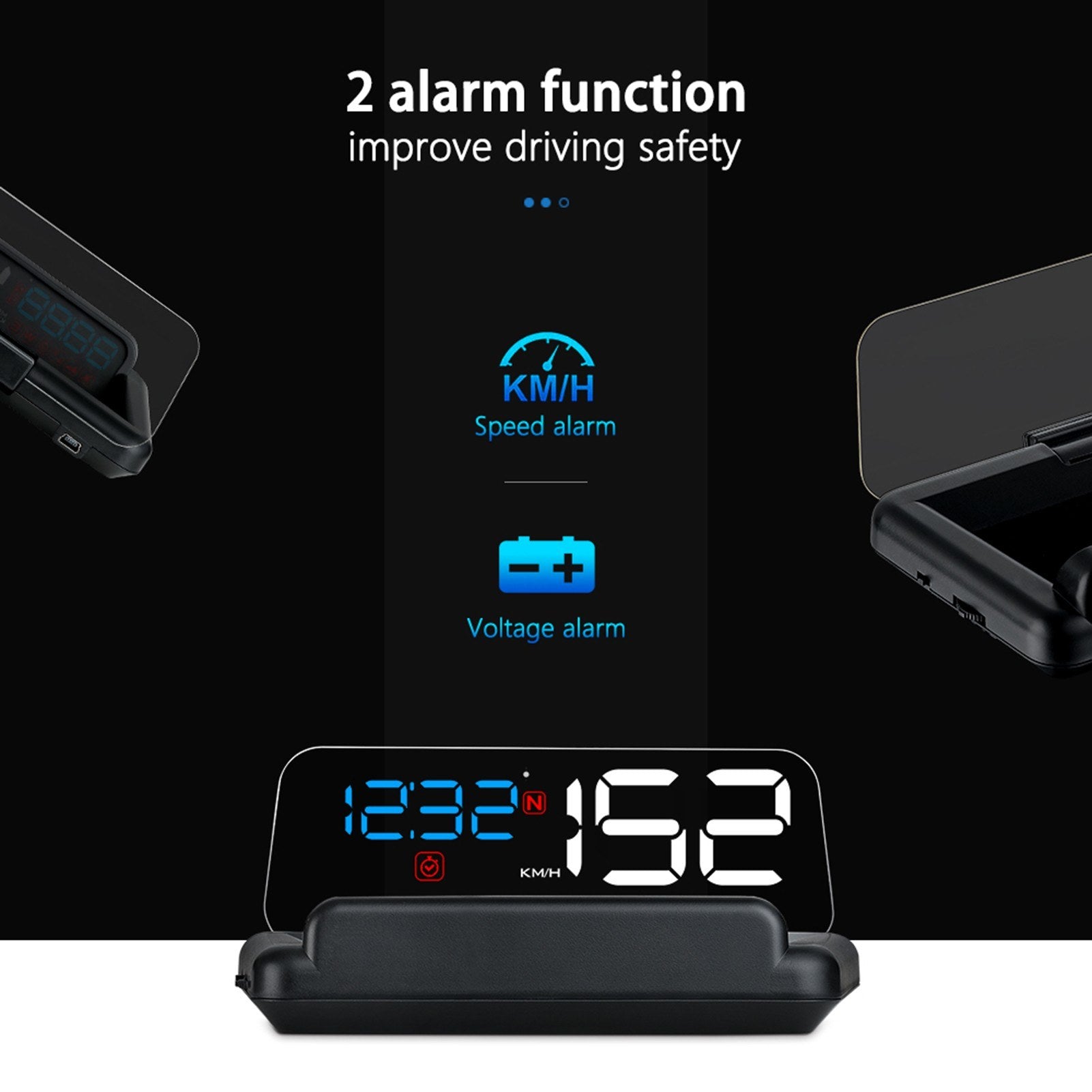 HUD Head Up Display High Definition Speedometer Car Safe Driving Computer Speed and Voltage Alarm 3D Reflection