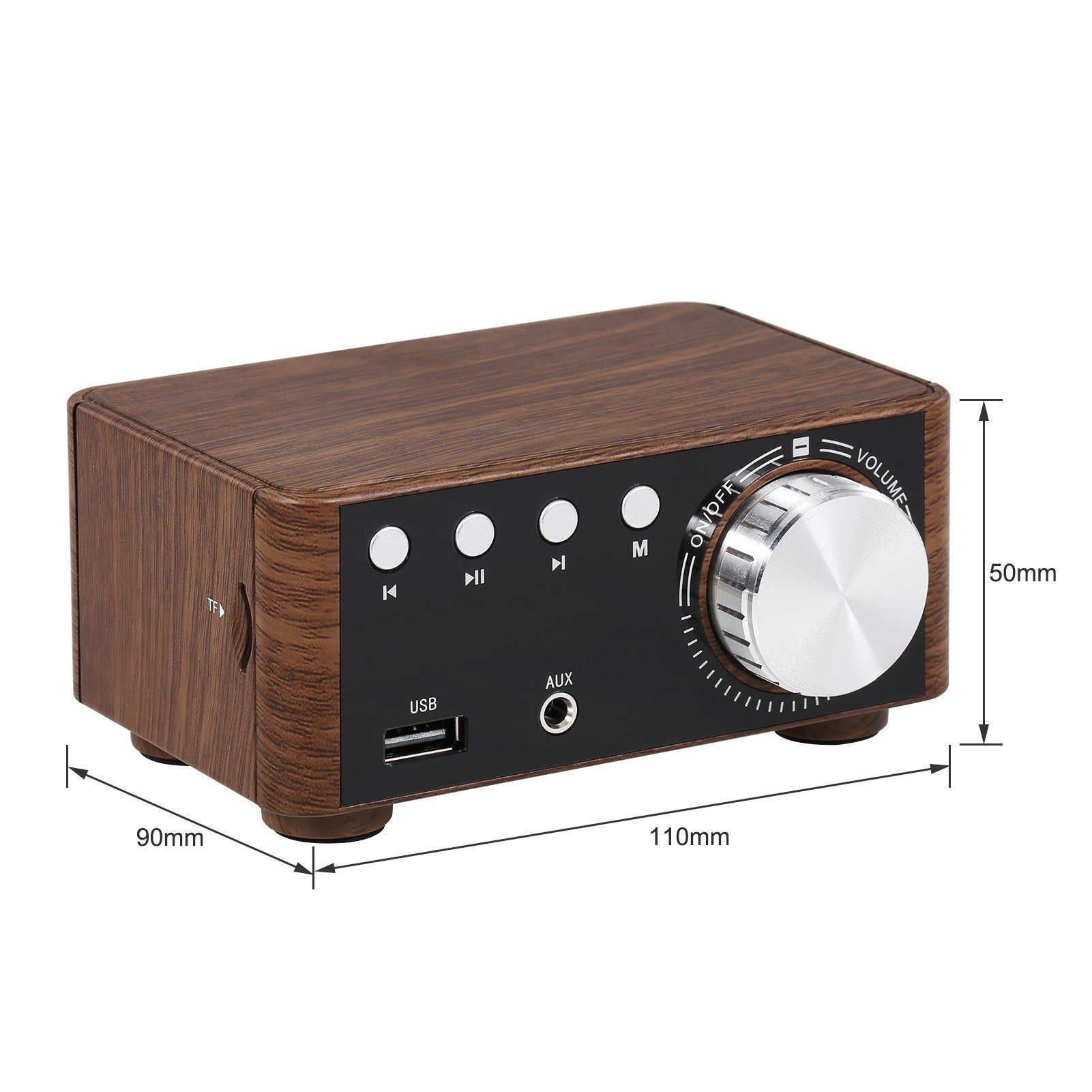 Wood Grain Hi-Fi BT 5.0 Digital Power Audio Amplifier Class D Stereo Home Car Marine USB/AUX IN