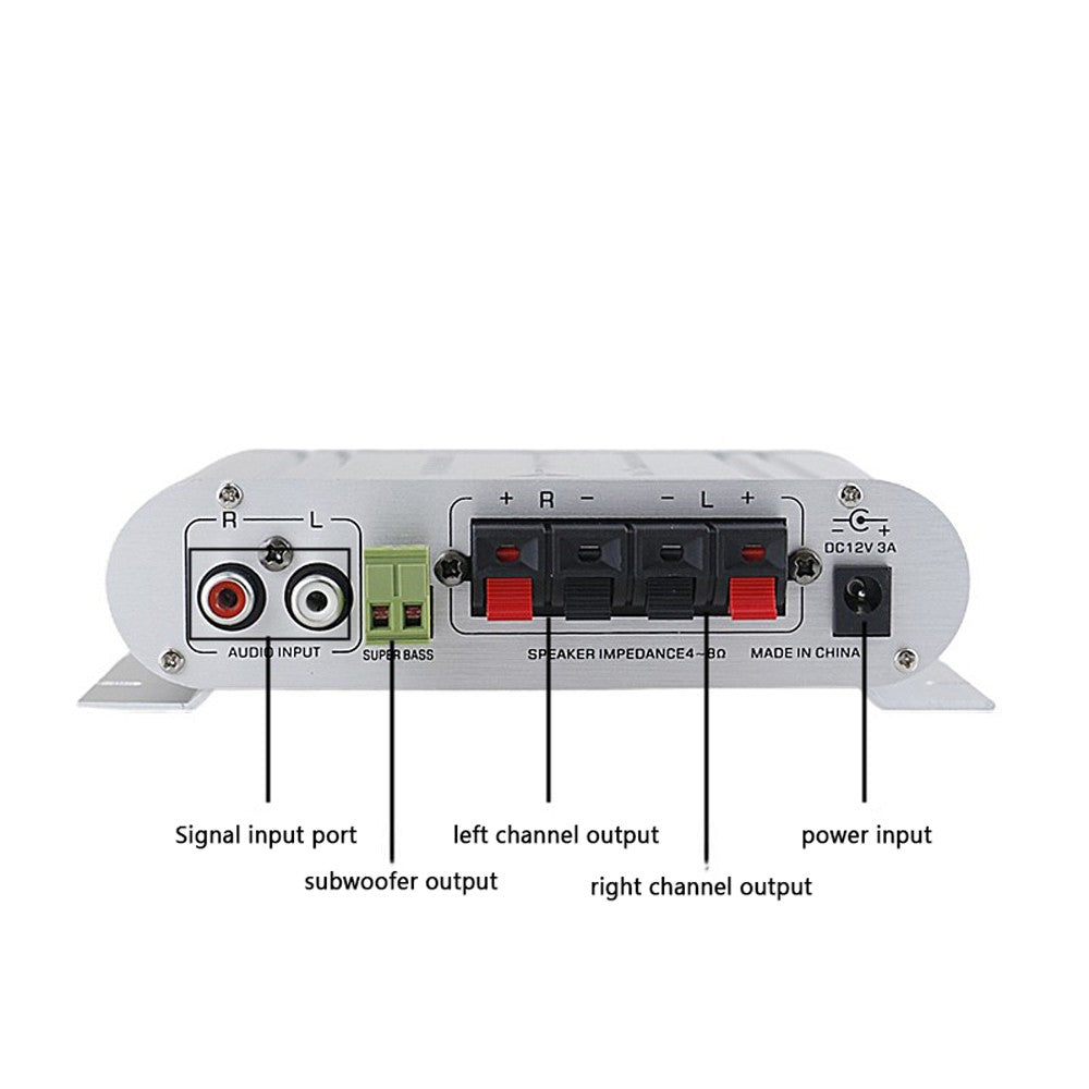 Mini Digital Hi-Fi Power Amplifier 2.1CH Subwoofer Stereo Audio Player Car Motorcycle Home