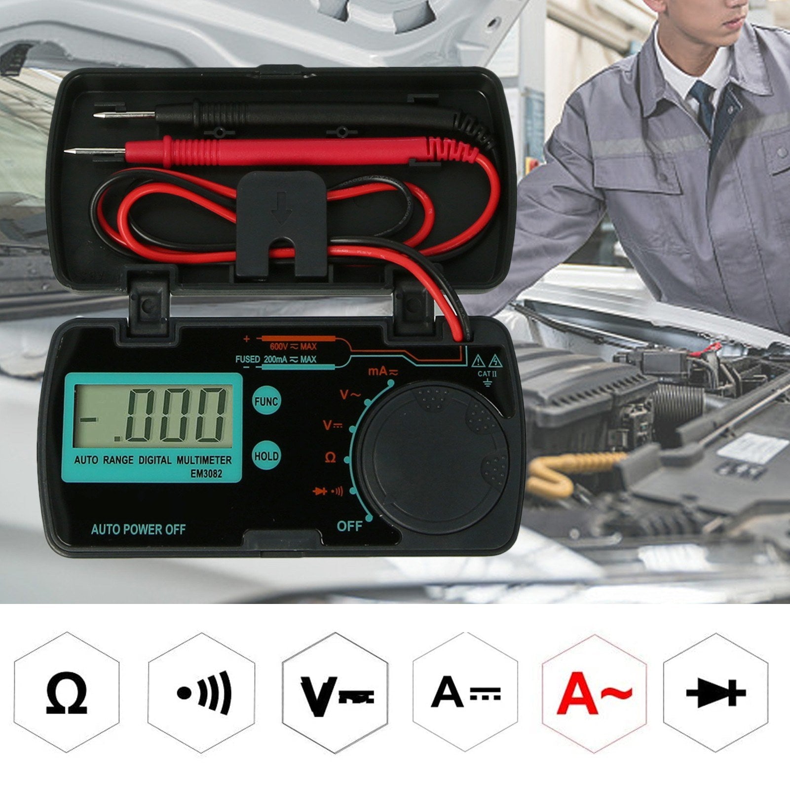 Mini Digital Multimeter AC DC Volt AMP OHM LCD Voltmeter Auto Power Off Data