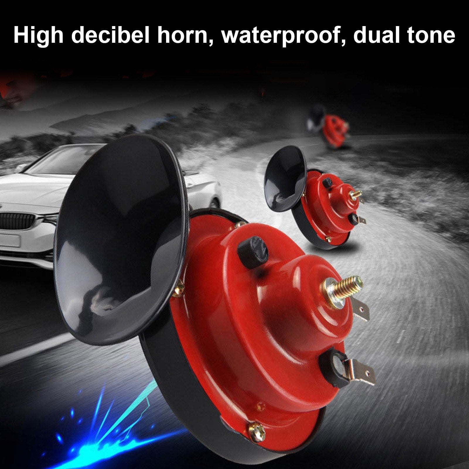 2 Pcs Car Horn Universal 12v Loud Dual-tone Snail Electric 105db for Truck Motorcycle