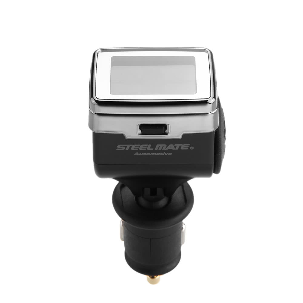 Wireless TPMS Tire Pressure Monitoring System with Adjustable LCD Display Cigarette Plug Diverter 4 External Sensors