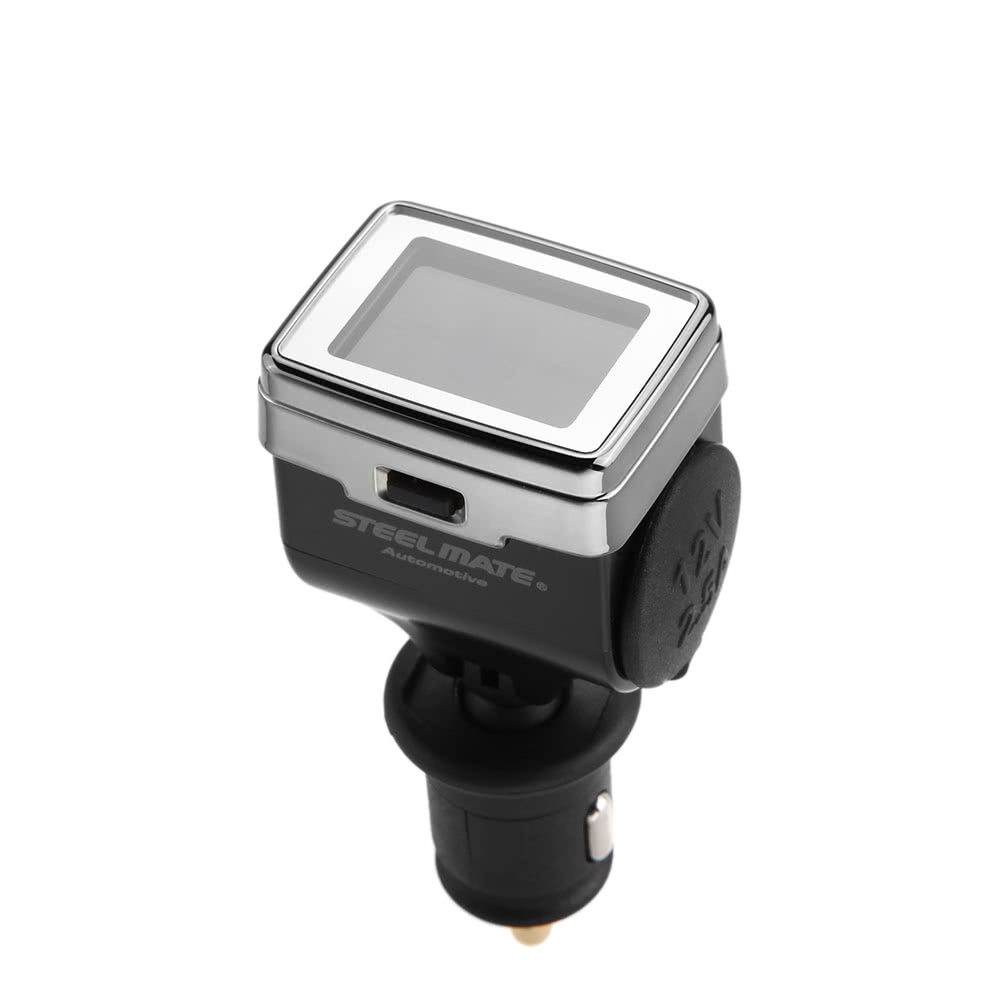 Wireless TPMS Tire Pressure Monitoring System with Adjustable LCD Display Cigarette Plug Diverter 4 External Sensors