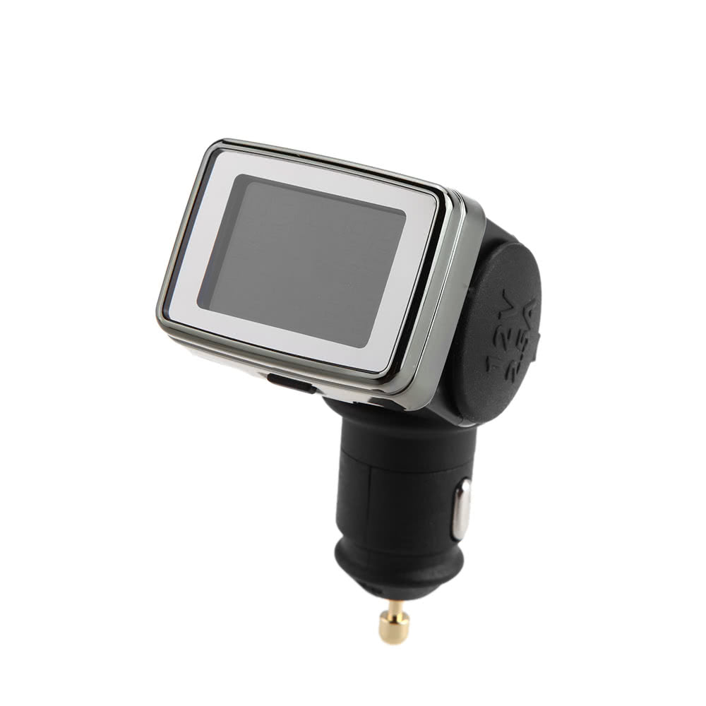 Wireless TPMS Tire Pressure Monitoring System with Adjustable LCD Display Cigarette Plug Diverter 4 External Sensors