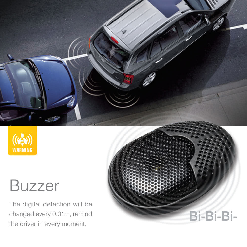 4 Sensors Parking Assist System Car Sensor Reverse Radar Alert with External Audible Buzzer Speaker