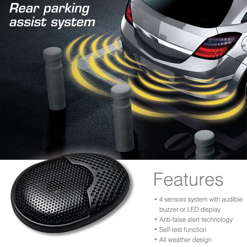 4 Sensors Parking Assist System Car Sensor Reverse Radar Alert with External Audible Buzzer Speaker