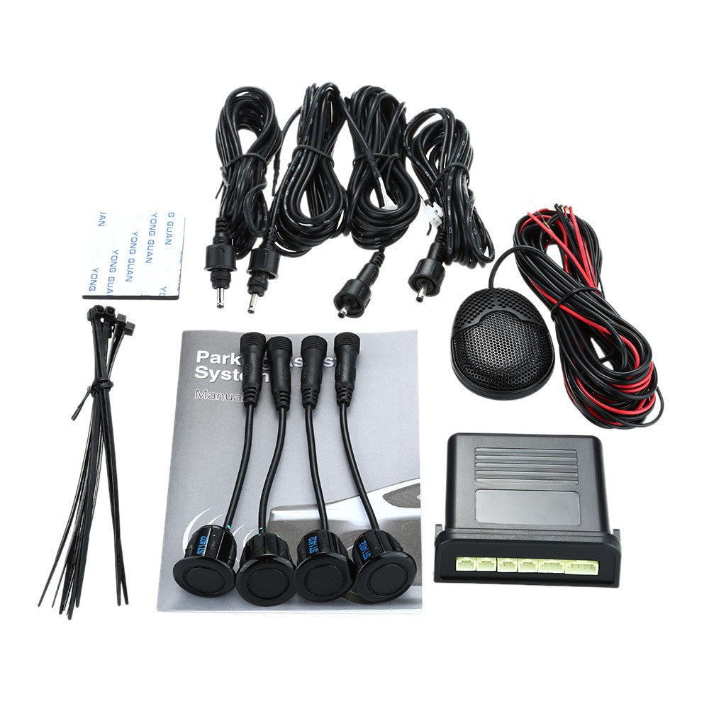 4 Sensors Parking Assist System Car Sensor Reverse Radar Alert with External Audible Buzzer Speaker