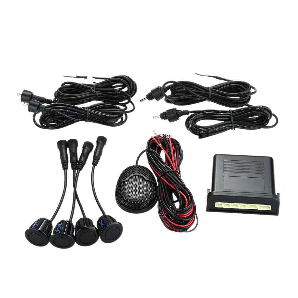 4 Sensors Parking Assist System Car Sensor Reverse Radar Alert with External Audible Buzzer Speaker