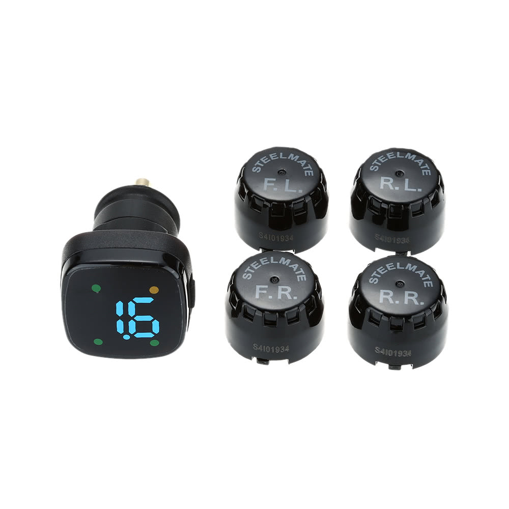 TPMS TP-76 Tire Pressure Monitoring System LED Cigarette Lighter External Sensors