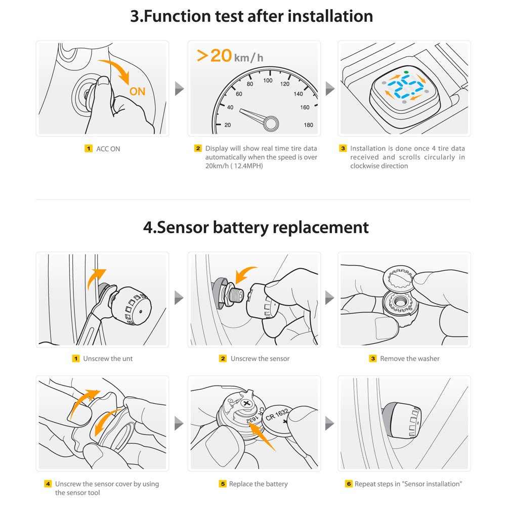TPMS TP-76 Tire Pressure Monitoring System LED Cigarette Lighter External Sensors