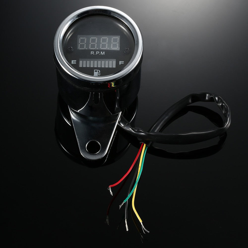 12V Motorcycle 2 in 1 Tachometer RPM Shift Meter Fuel Gauge with Digital LED Indicator