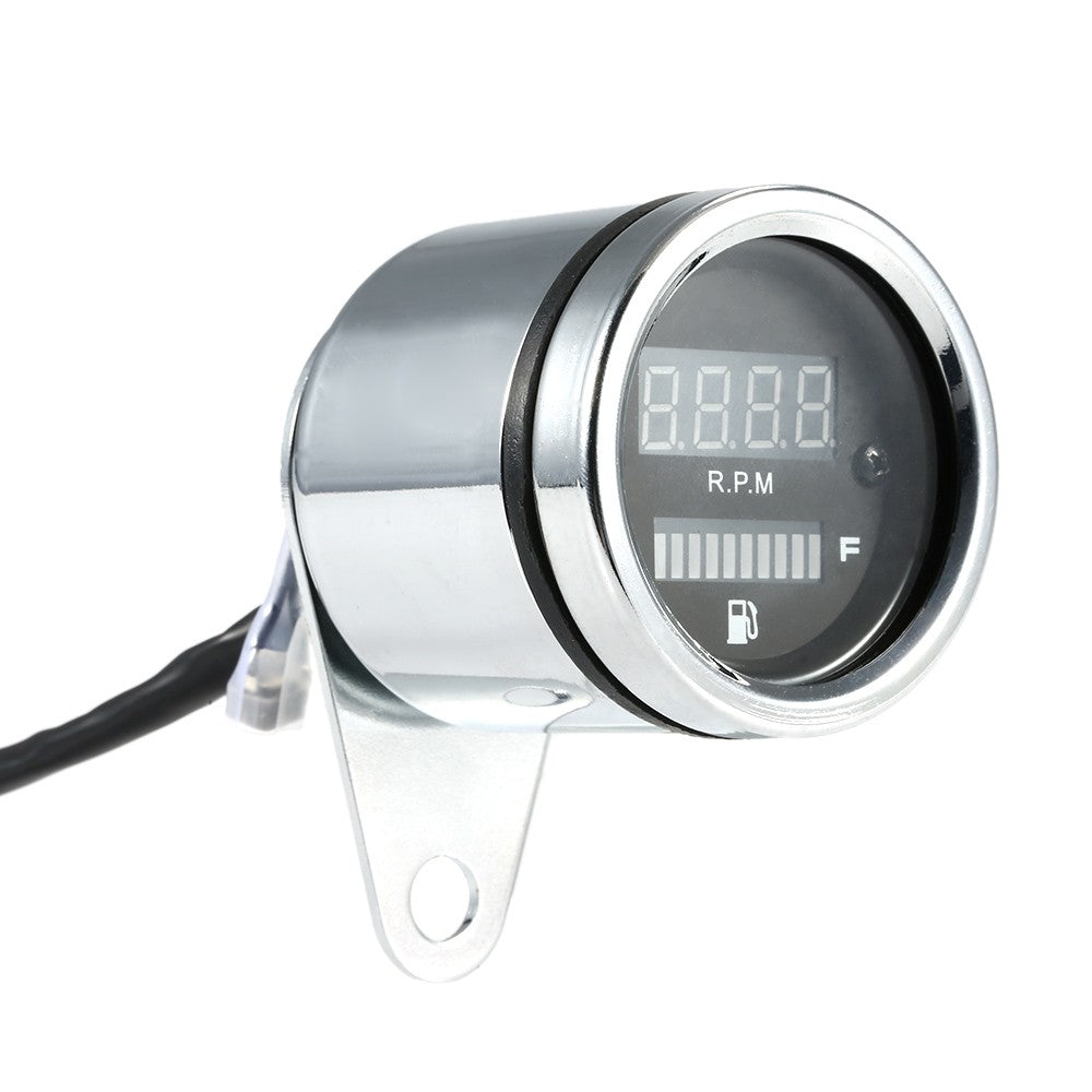 12V Motorcycle 2 in 1 Tachometer RPM Shift Meter Fuel Gauge with Digital LED Indicator