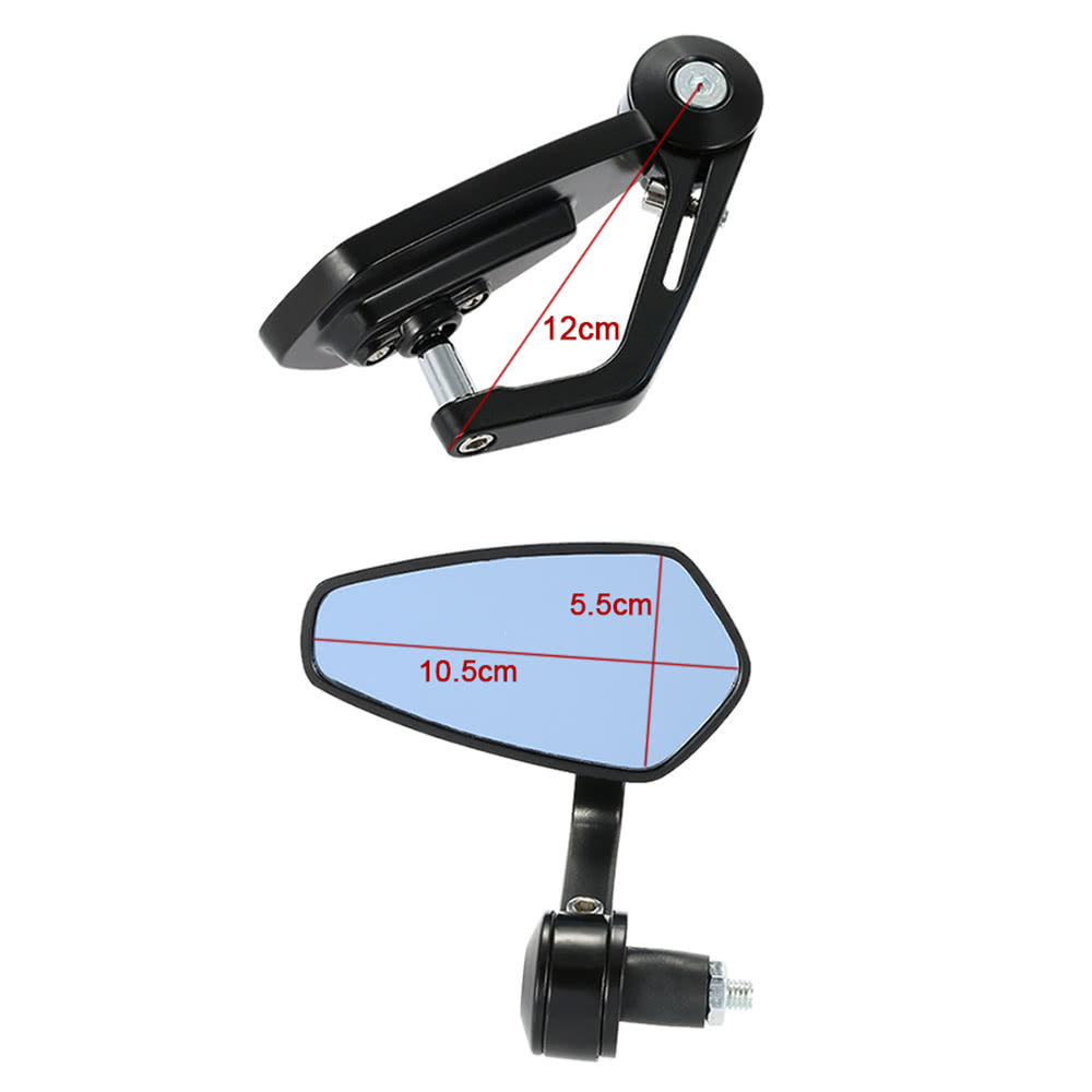 Pair of Motorcycle End Bar Rearview Mirror Universal 7/8" Handle 360°Swivel & Angle Adjustable