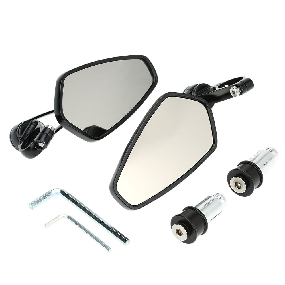 Pair of Motorcycle Universal 7/8" Handle Bar End Rearview Mirror CNC Aluminum 360° Rotation