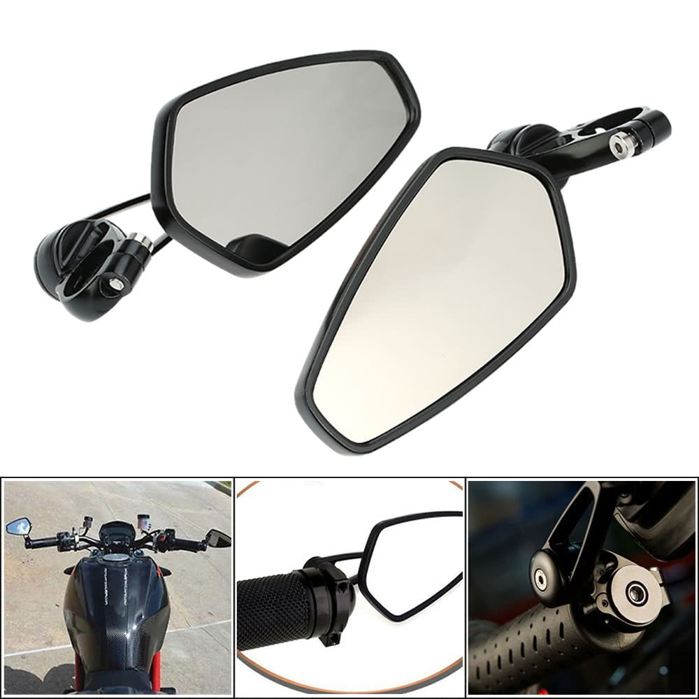 Pair of Motorcycle Universal 7/8" Handle Bar End Rearview Mirror CNC Aluminum 360° Rotation