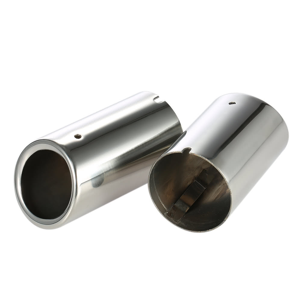 Pair of Car Stainless Steel Exhaust Tail Pipes Muffler Tips for VW Golf Tiguan Passat Touran BMW 325i 328i