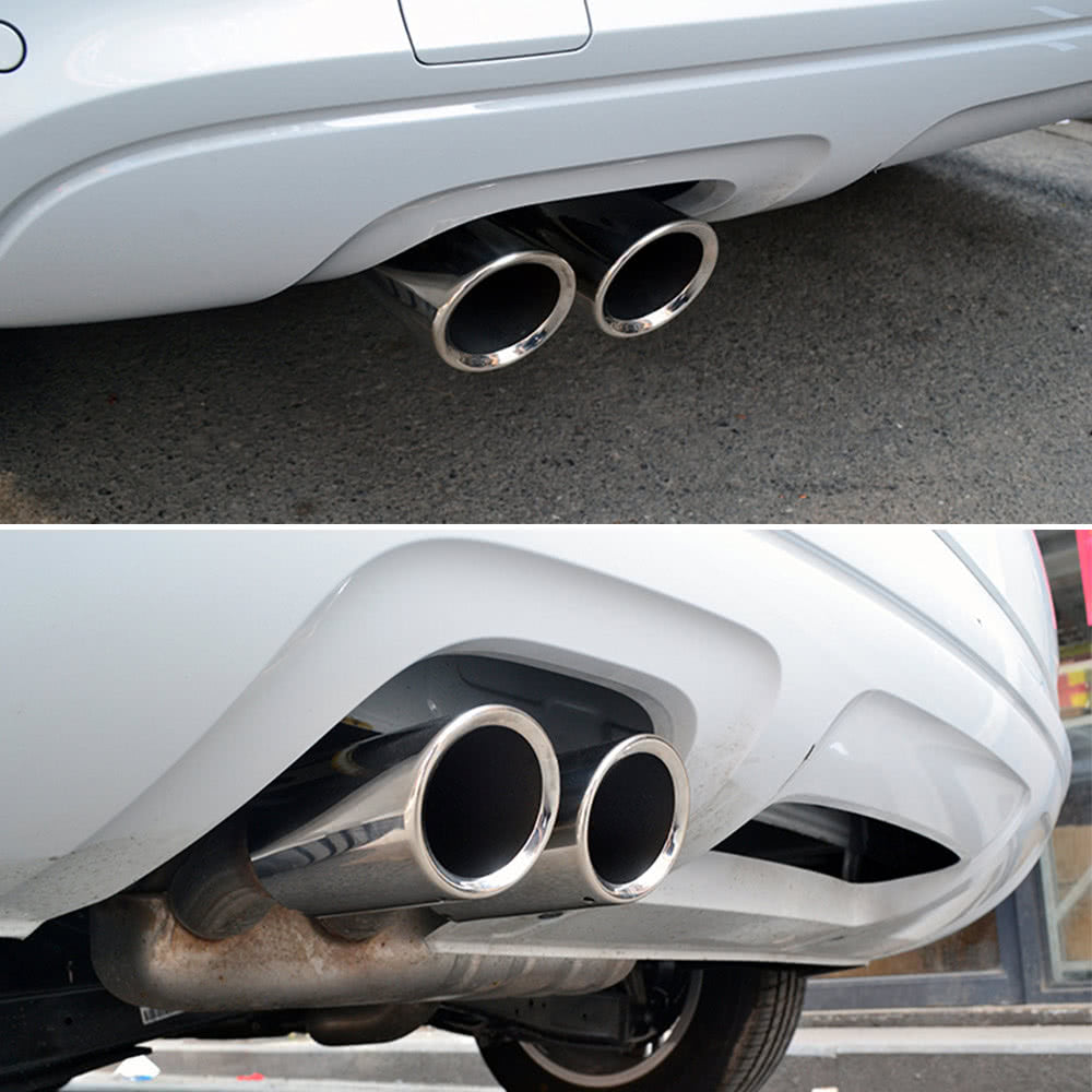Pair of Car Stainless Steel Exhaust Tail Pipes Muffler Tips for VW Golf Tiguan Passat Touran BMW 325i 328i