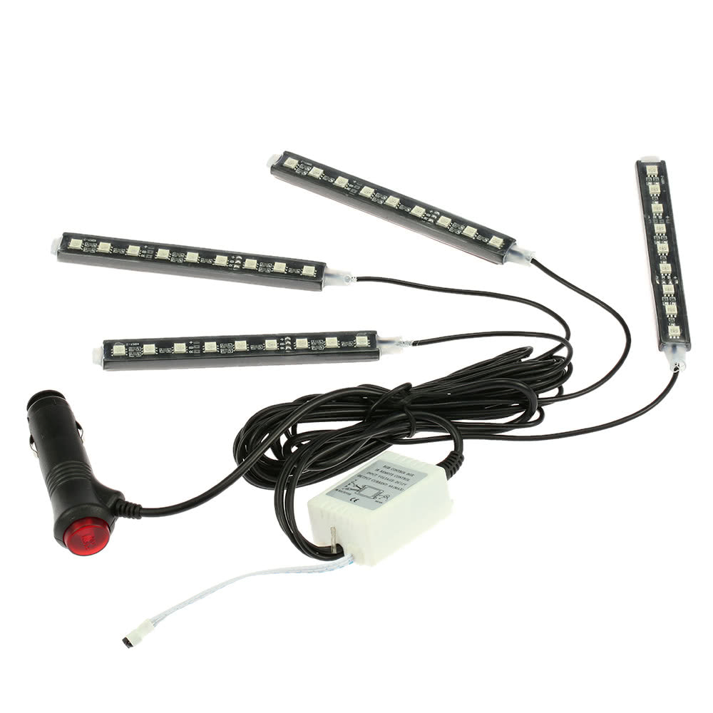 4 in 1 Wireless Remote Control Interior Atmosphere Light Bar Car Floor Dash LED Decoration Lamp Kit 12V