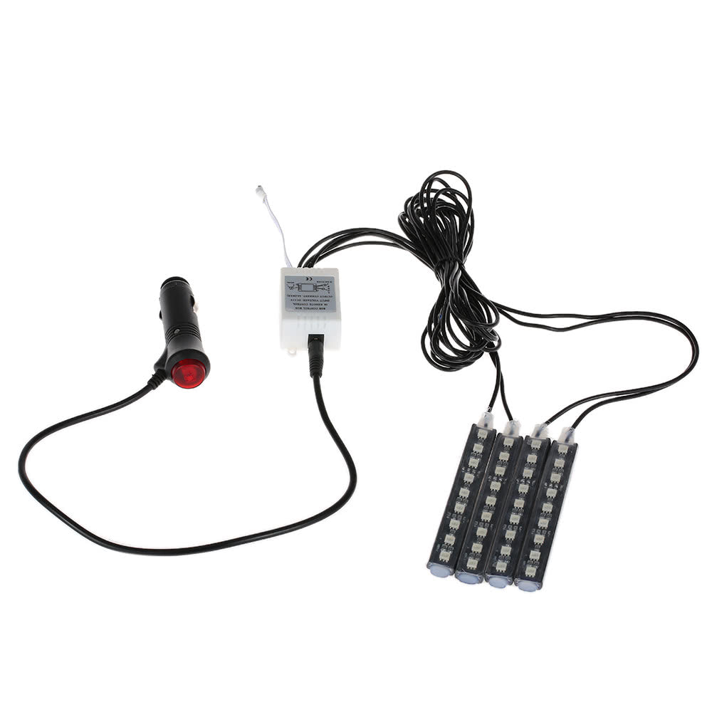 4 in 1 Wireless Remote Control Interior Atmosphere Light Bar Car Floor Dash LED Decoration Lamp Kit 12V