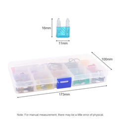 Mini Car Fuse Kit Color Coded for Ten Amps Fuses with Alligator Clip Electric Tester Tweezer Puller 100pcs