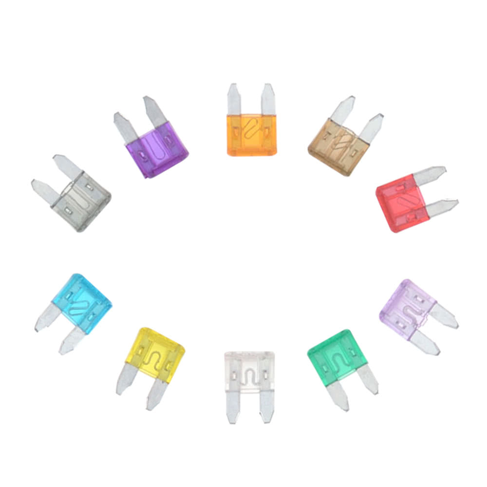 Mini Car Fuse Kit Color Coded for Ten Amps Fuses with Alligator Clip Electric Tester Tweezer Puller 100pcs