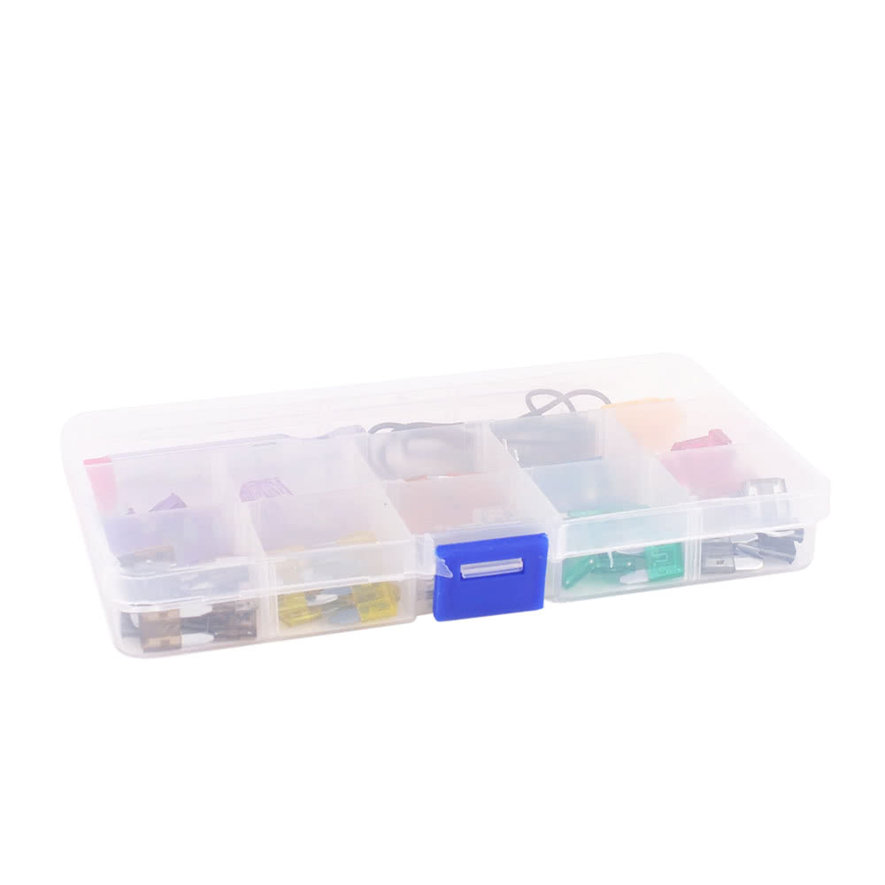 Mini Car Fuse Kit Color Coded for Ten Amps Fuses with Alligator Clip Electric Tester Tweezer Puller 100pcs