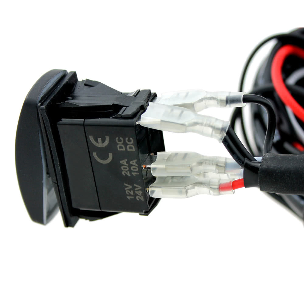 LED Light Bar Rocker On/Off Switch with Relay Wiring Harness Kit 12V 40A for Jeep RV Boat Trailer