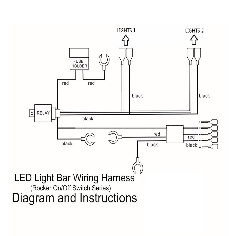 LED Light Bar Rocker On/Off Switch with Relay Wiring Harness Kit 12V 40A for Jeep RV Boat Trailer