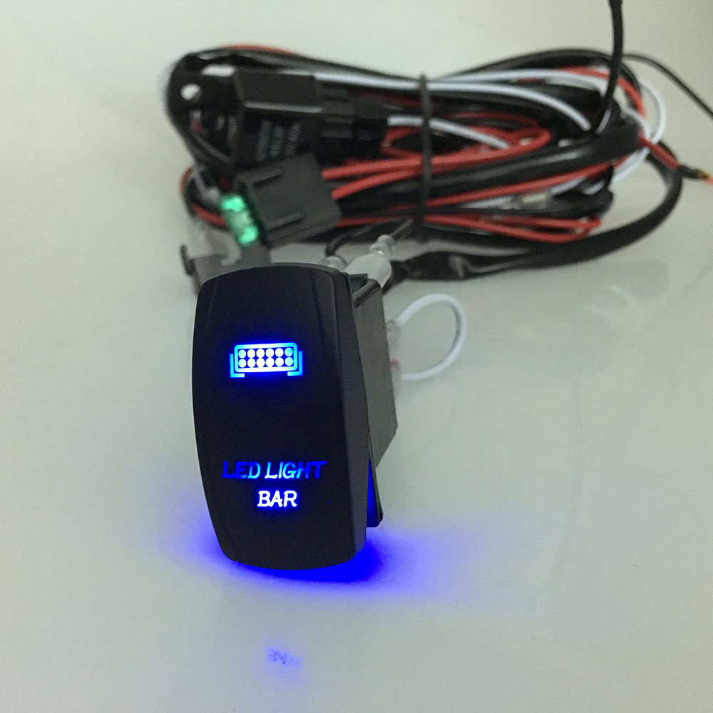 LED Light Bar Rocker On/Off Switch with Relay Wiring Harness Kit 12V 40A for Jeep RV Boat Trailer