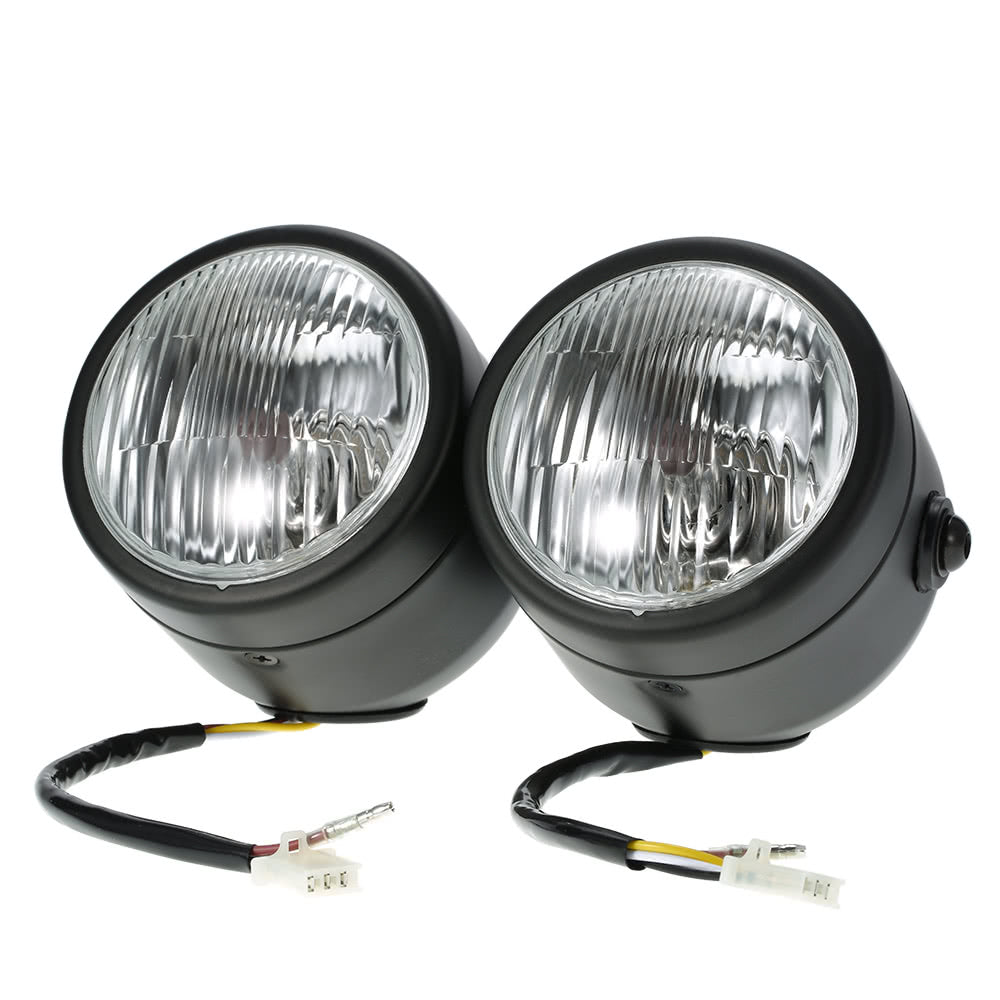 12V 35W 4-inch Motorcycle Chrome-plated Twin Headlight Front Lamp for Harley