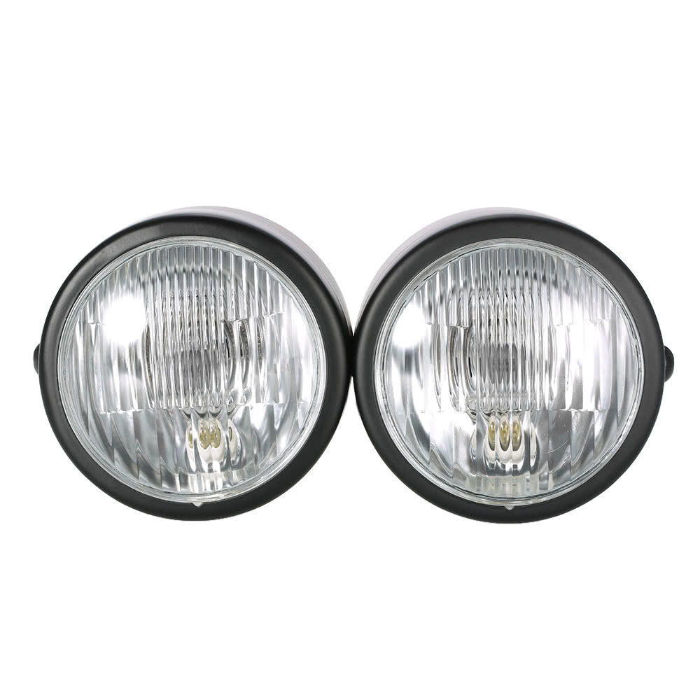 12V 35W 4-inch Motorcycle Chrome-plated Twin Headlight Front Lamp for Harley
