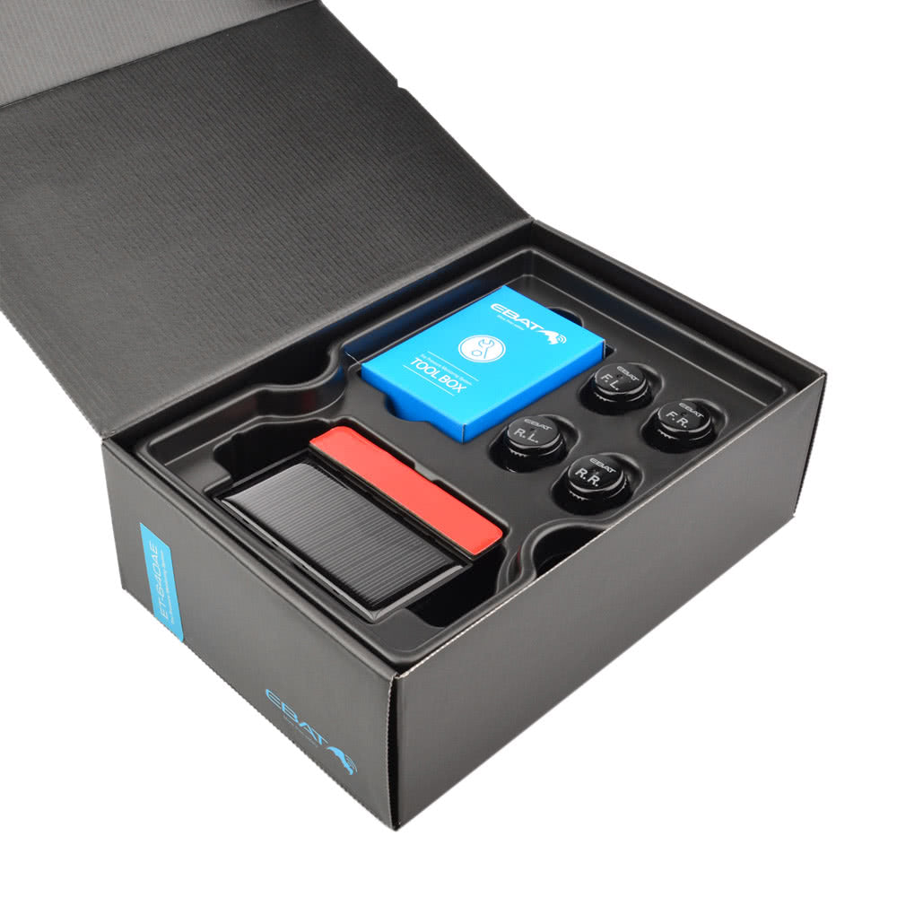 DIY TPMS Car Tire Pressure Monitoring System with LCD Display 4 Valve-cap Sensors Bar PSI Unit