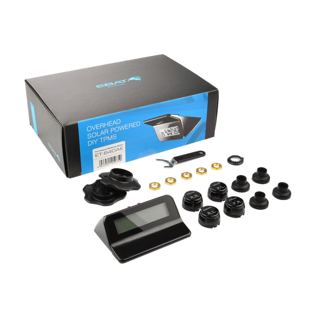 DIY TPMS Car Tire Pressure Monitoring System with LCD Display 4 Valve-cap Sensors Bar PSI Unit