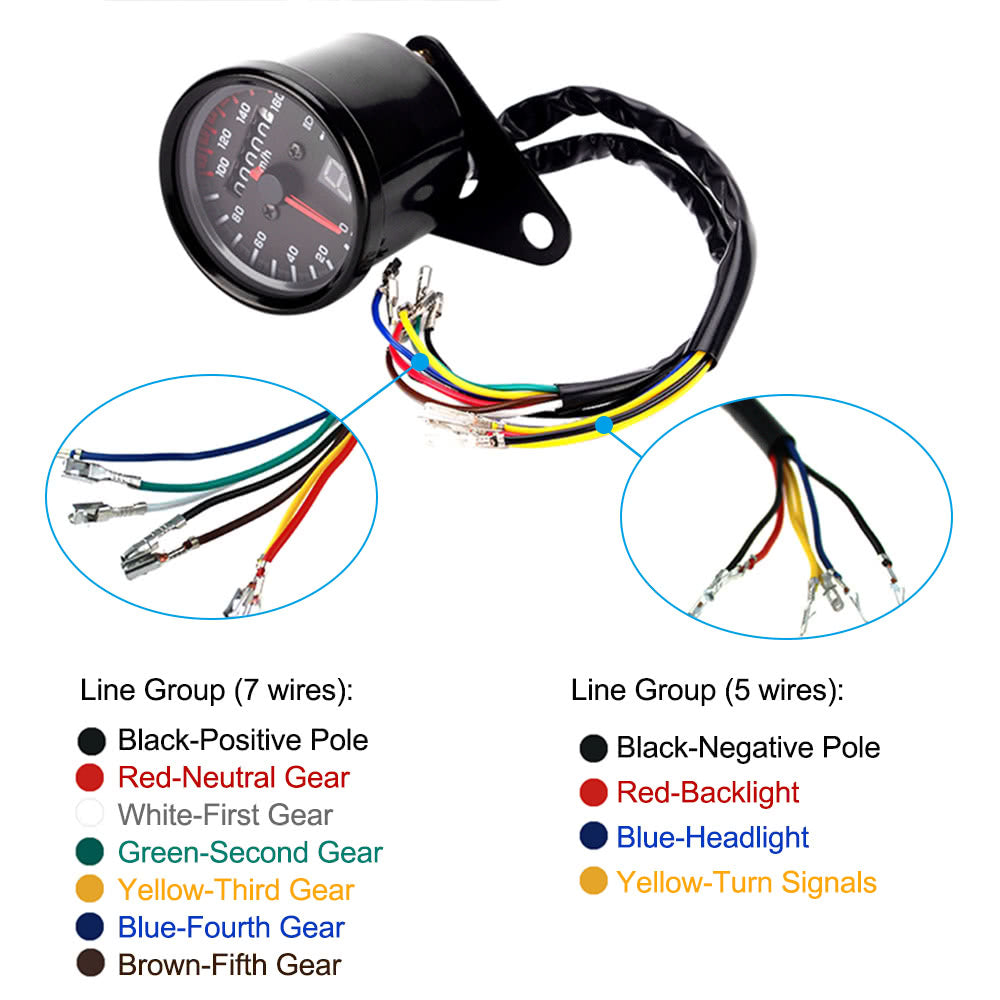 12V Universal Motorcycle Speedometer Tachometer Gauge w/ LED Backlight
