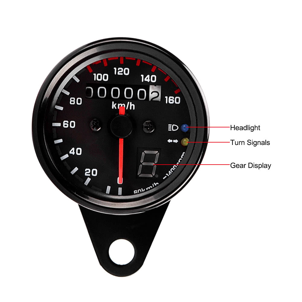 12V Universal Motorcycle Speedometer Tachometer Gauge w/ LED Backlight