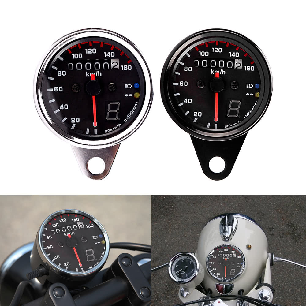 12V Universal Motorcycle Speedometer Tachometer Gauge w/ LED Backlight