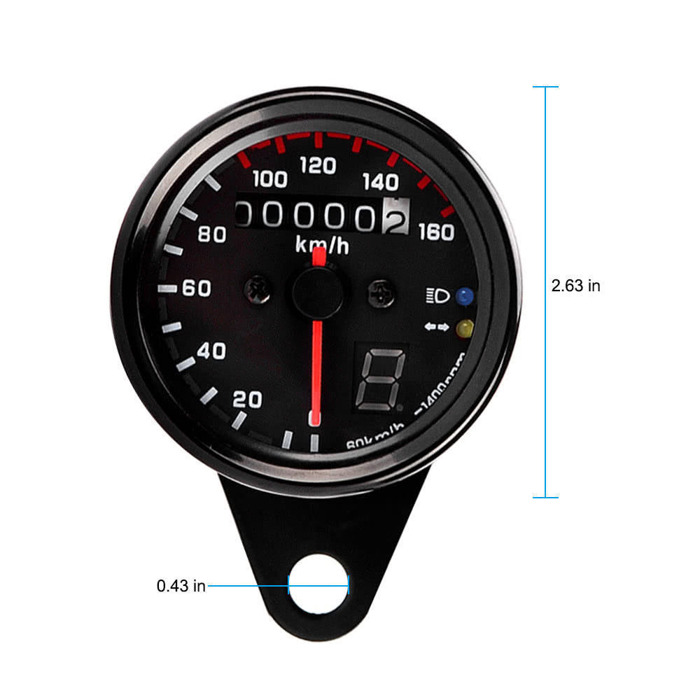 12V Universal Motorcycle Speedometer Tachometer Gauge w/ LED Backlight