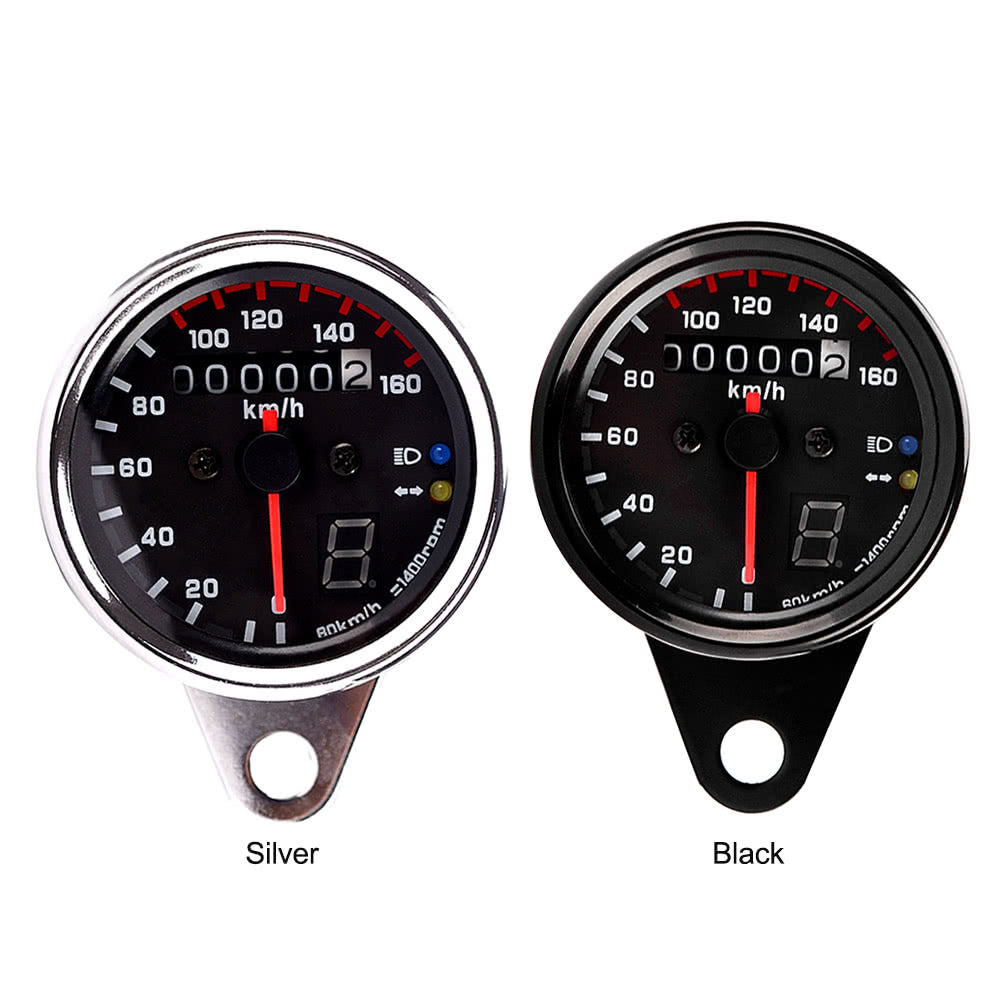 12V Universal Motorcycle Speedometer Tachometer Gauge w/ LED Backlight
