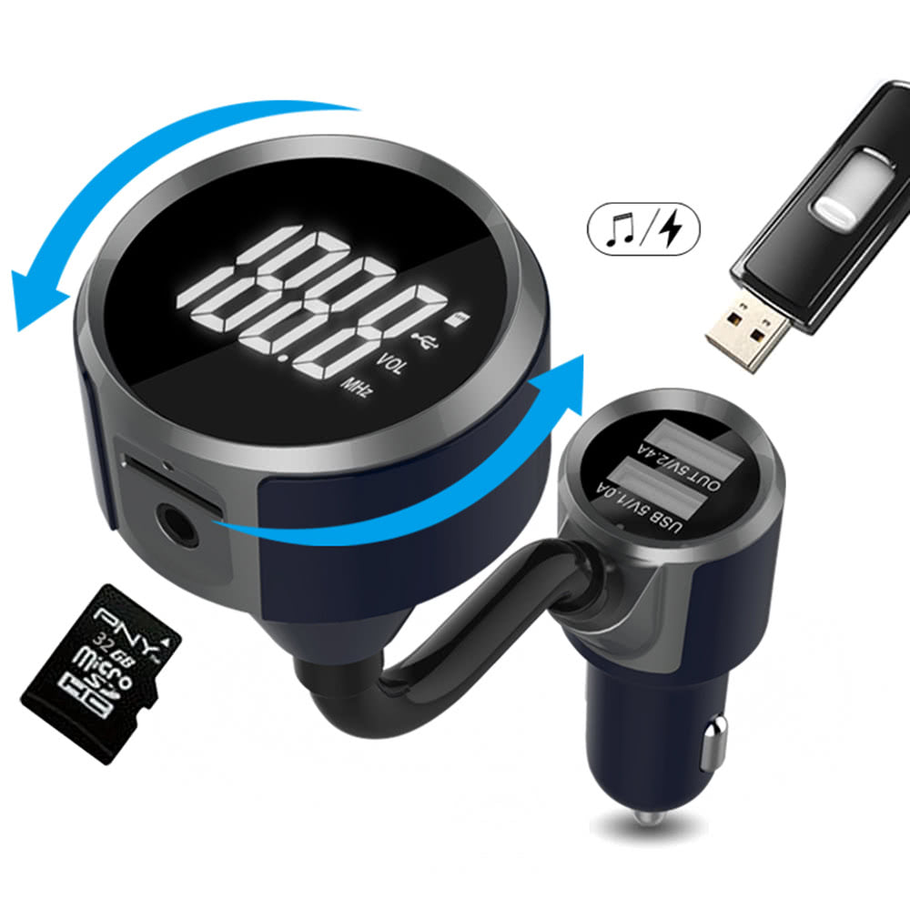 Hands-free BT LCD Transmitter Stereo Music Player TF Card and USB Disk Playing