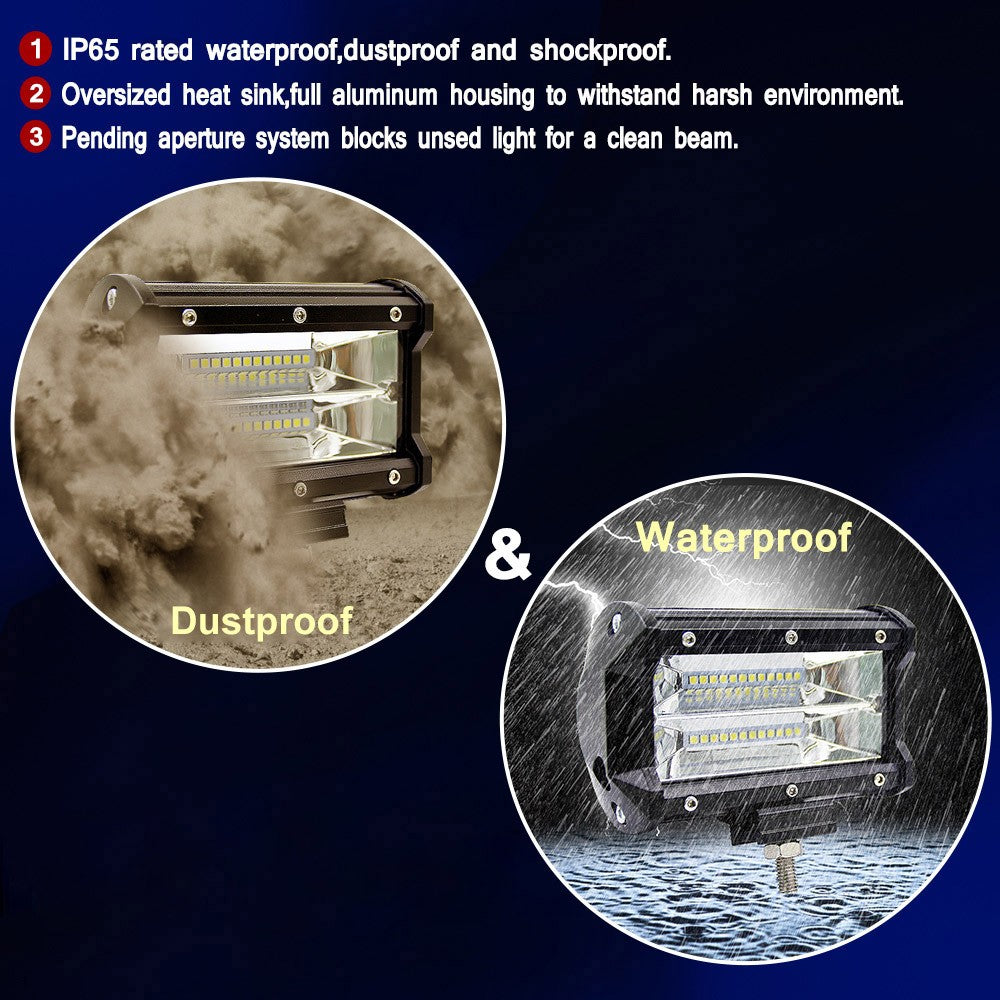 5inch 72W LED Light Bar Spot Beam Work Driving Fog Road Lighting for Jeep Car Truck SUV Boat Marine