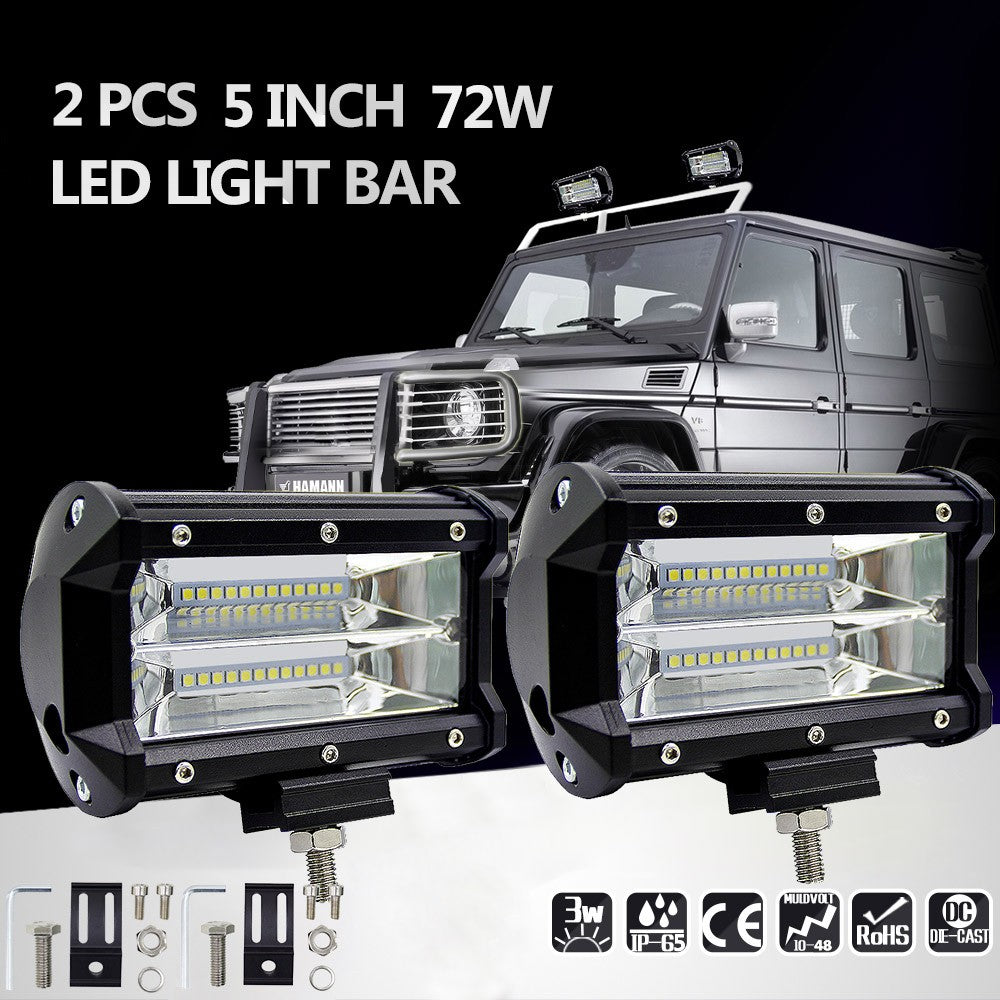 5inch 72W LED Light Bar Spot Beam Work Driving Fog Road Lighting for Jeep Car Truck SUV Boat Marine